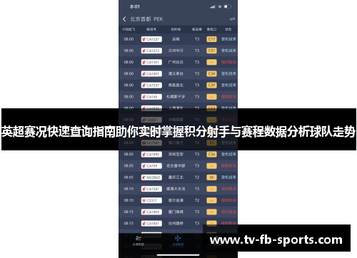 英超赛况快速查询指南助你实时掌握积分射手与赛程数据分析球队走势