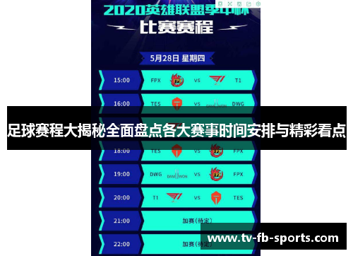 足球赛程大揭秘全面盘点各大赛事时间安排与精彩看点