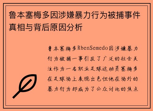 鲁本塞梅多因涉嫌暴力行为被捕事件真相与背后原因分析